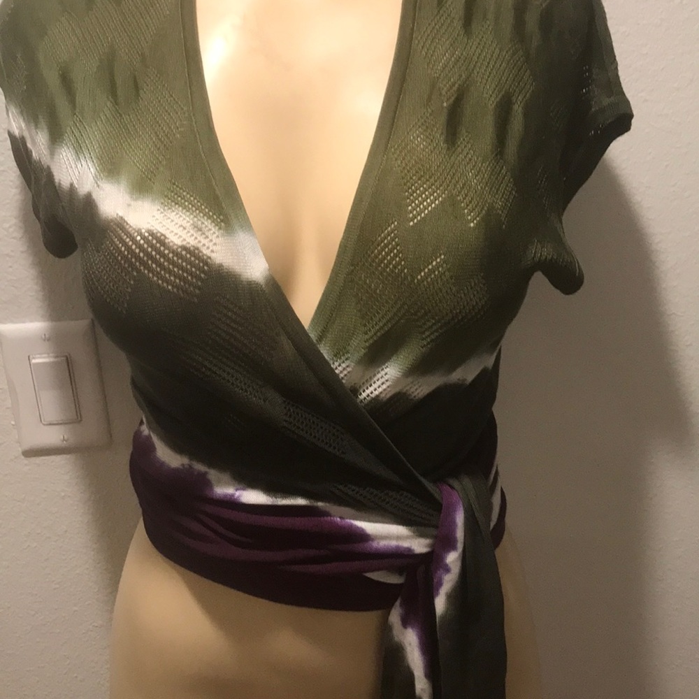 Bcbg wrap sweater s tie dye top